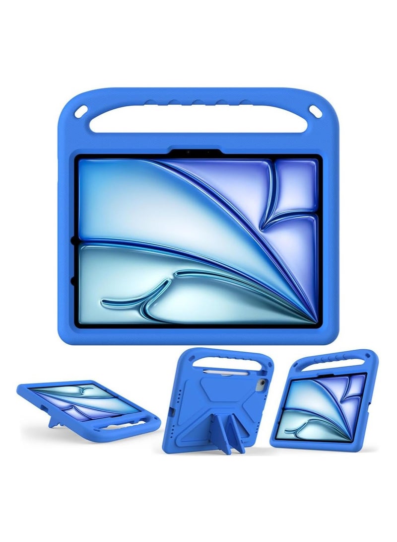 Shocked Case Compatible with IPad Air 13 Inch (M3) 2025, Lightweight EVA Kids Friendly Shockproof Protective Case Cover with Handle and Invisible Bracket (Blue) - Image 2